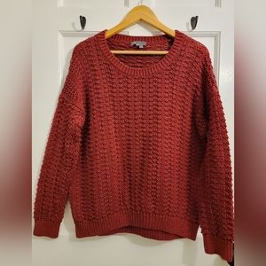 Vince chunky maroon red cotton crew neck sweater L/XL